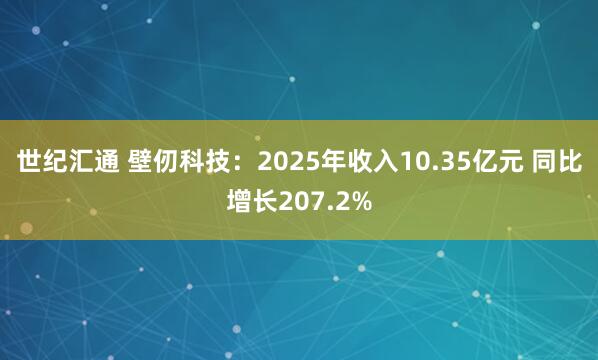 世纪汇通 壁仞科技：2025年收入10.35亿元 同比增长207.2%
